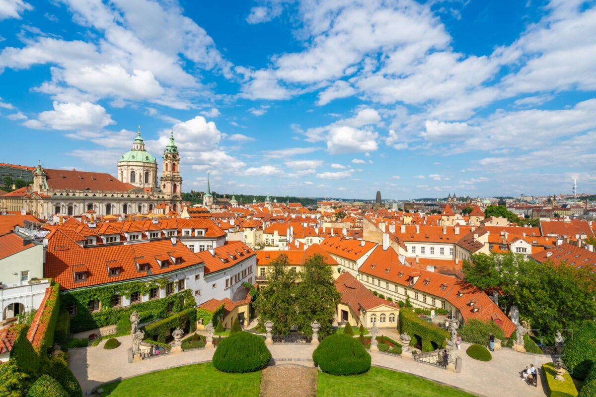 St. Nicholas Church as seen from Vrtba Garden, Prague