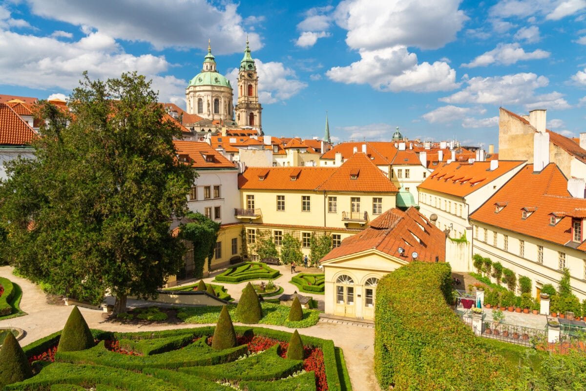 St. Nicholas Church as seen from Vrtba Garden, Prague