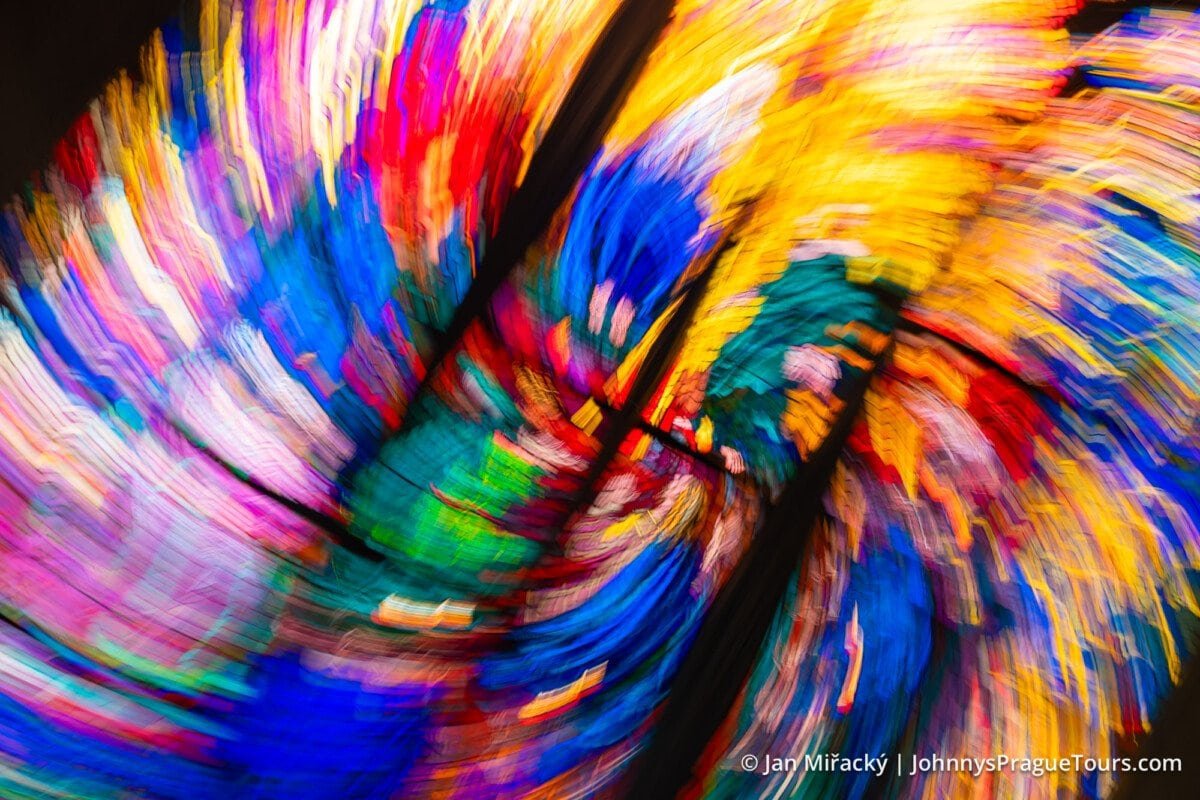 Abstract of stained glass at St. Vitus Cathedral, Prague Castle, Prague